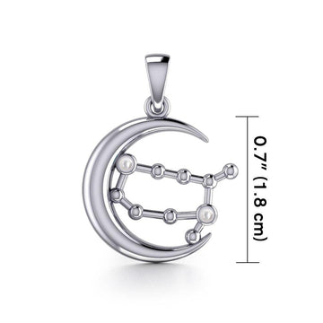 Crescent Moon and Gemini Astrology Constellation Silver Pendant TPD5768 - Jewelry